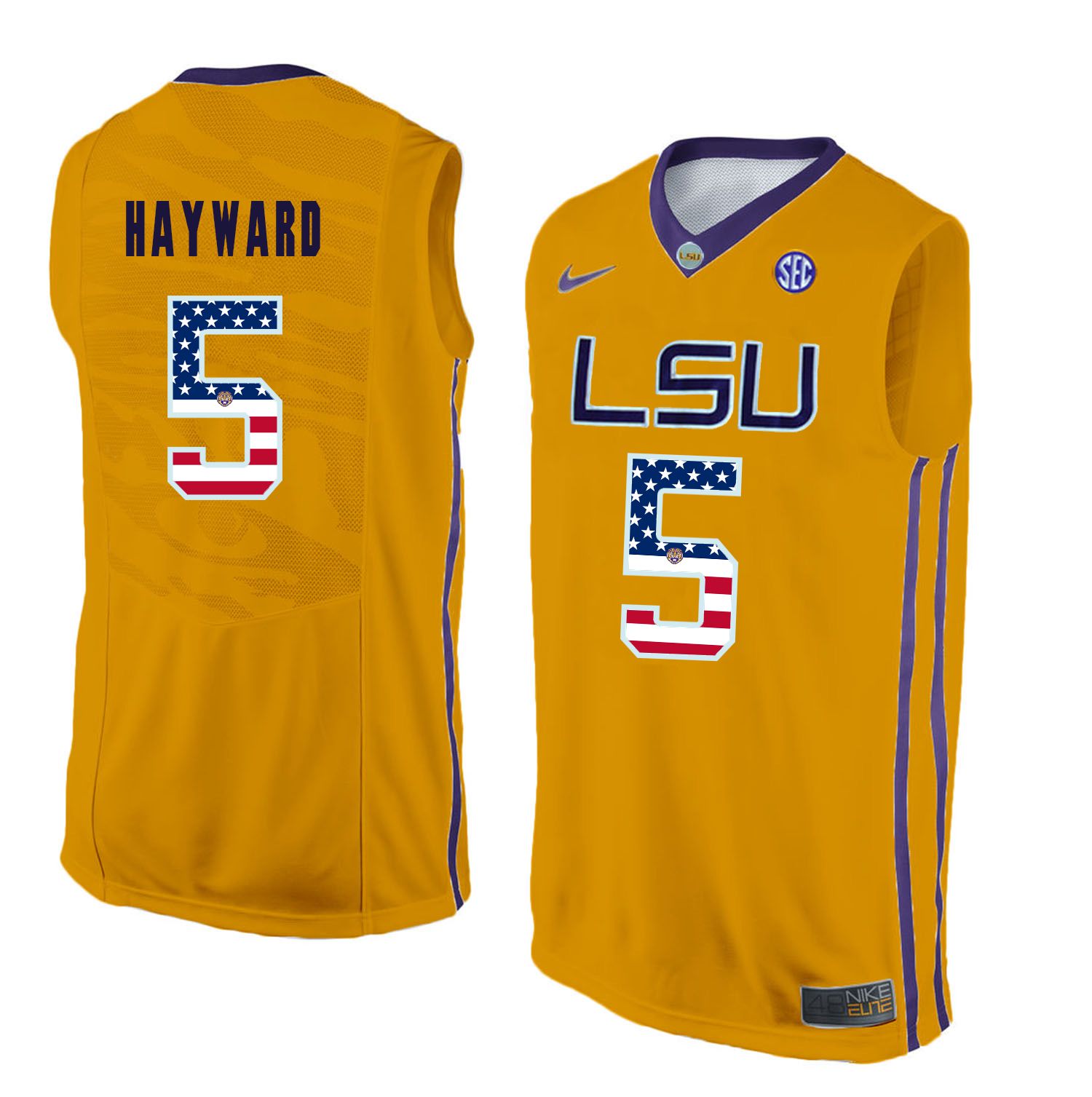 Men LSU Tigers 5 Hayward Yellow Flag Customized NCAA Jerseys